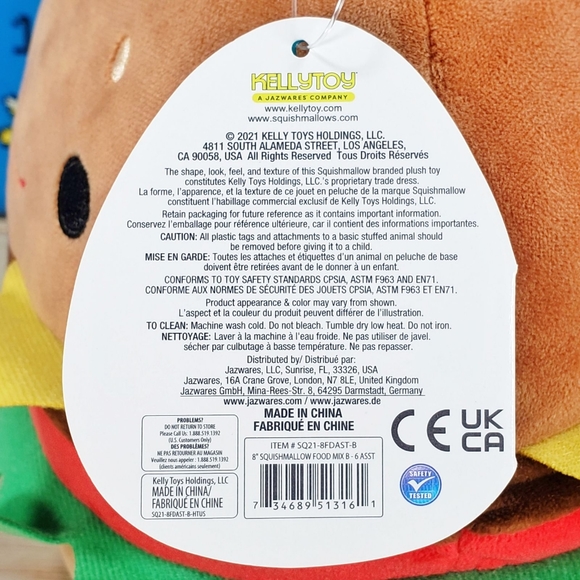 Squishmallow Carl the Cheeseburger 8" UltraSoft Stuffed Food Plush Toy NWT - Picture 12 of 12